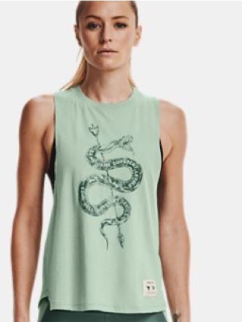 Under Armour Project Rock Heat Gear Sage Green Snake Graphic Muscle Tank